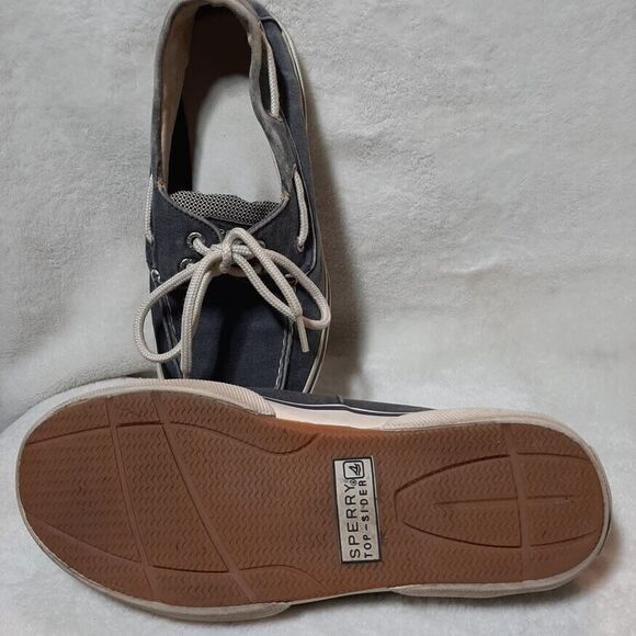 Sperry Top Sider Mens Boat Shoes Slip On Casual Grey/Blue Canvas 0777914 Sz 7 - Picture 6 of 12